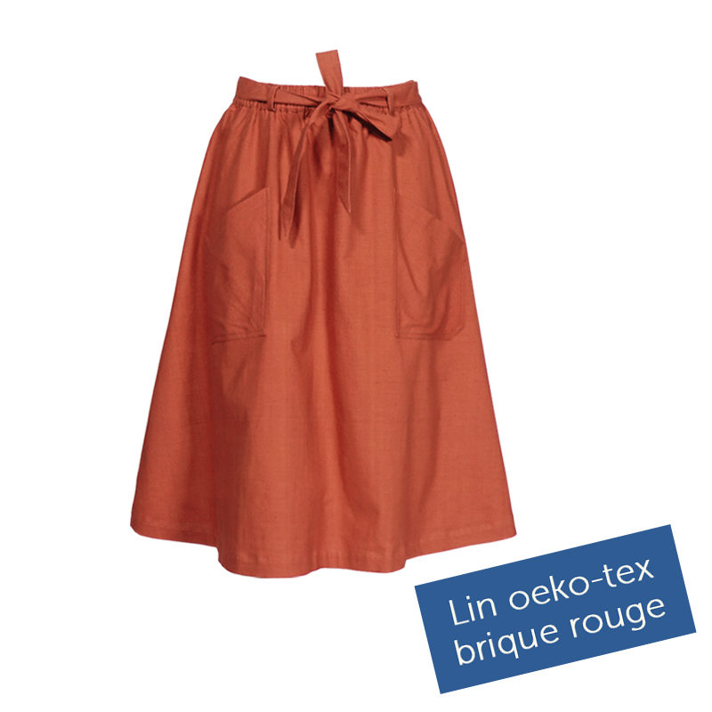 jupe carambola en lin brique
