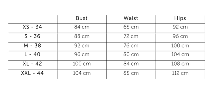 Size guide ONE collection